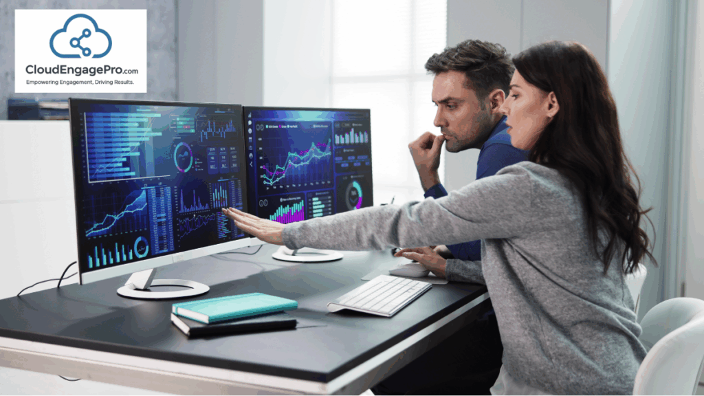 Marketeers analyseren realtime dashboards en KPI’s in Salesforce Marketing Cloud voor betere besluitvorming.